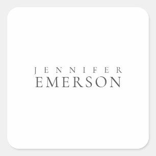 Black white professional minimalist modern plain  square sticker