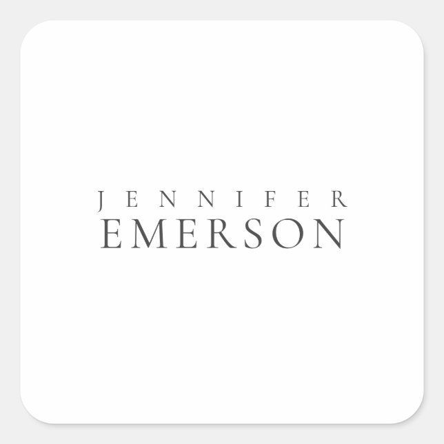 Black white professional minimalist modern plain  square sticker (Front)