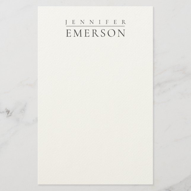 Black white professional minimalist modern plain  stationery (Front)