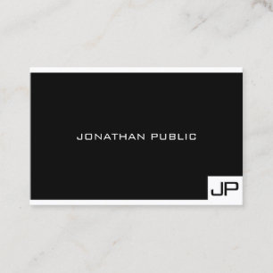 Black White Professional Monogram Elegant Modern Business Card
