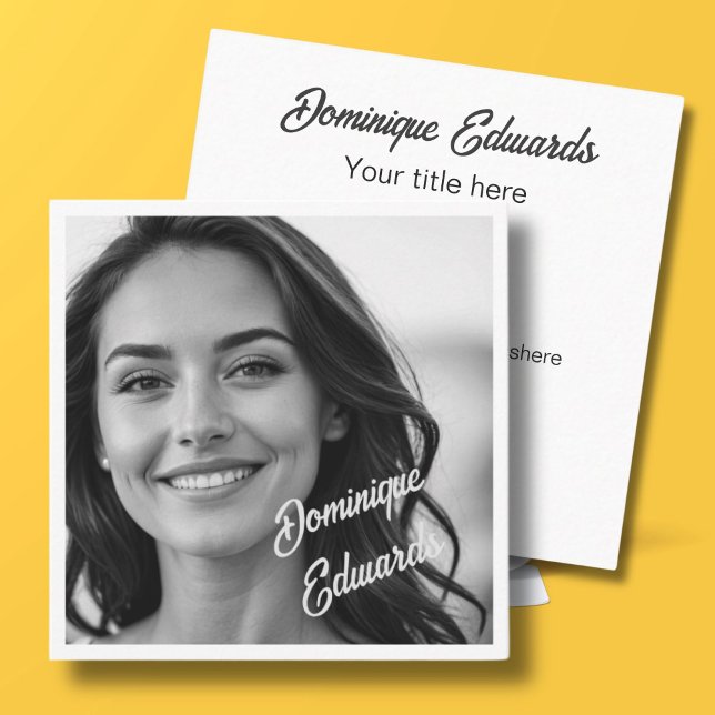 Black White Professional Photo Social Media Square Business Card (Creator Uploaded)