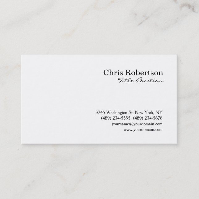 Black White Professional Simple Business Card (Front)