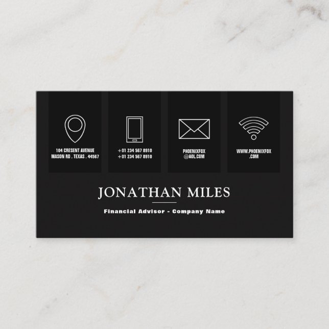 Black & White Professional, White Icon Enclosure Card (Front)