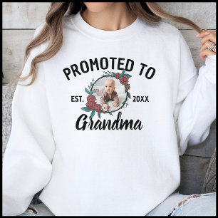 Black & White Promoted To Grandma Newborn Photo Sweatshirt