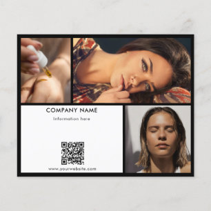 Black White Promotional Beauty Salon Photo QR Code Flyer