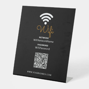 Black & White Promotional Business Wifi Password Pedestal Sign