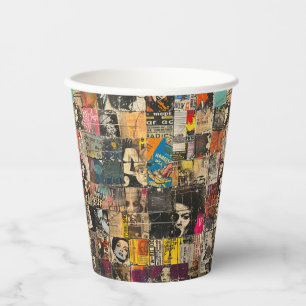 Black White Punk Rock Comic Collage Grid Paper Cups