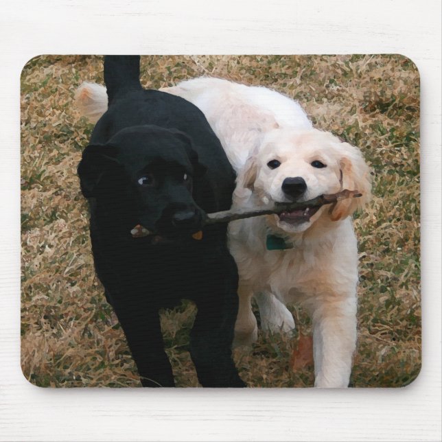 Black & white puppies mouse pad (Front)