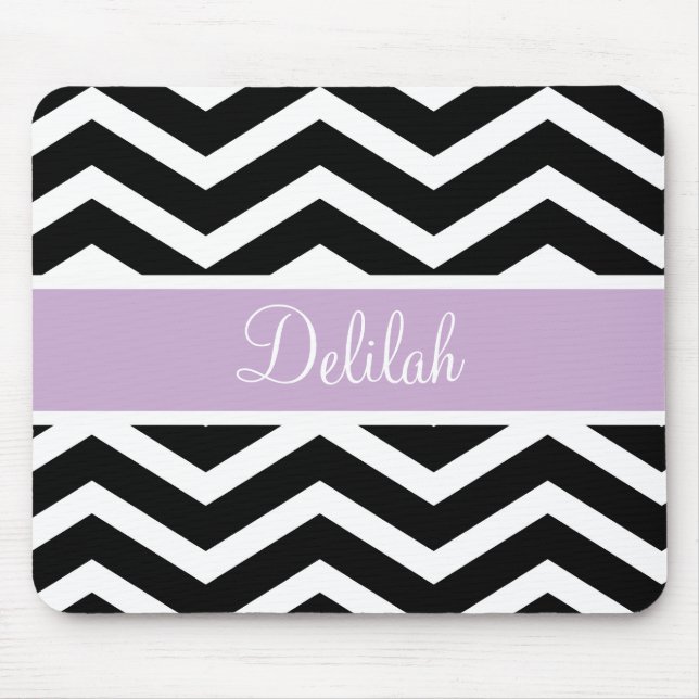 Black White Purple Chevron Custom Mouse Pad (Front)
