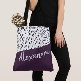 Black White Purple Modern Personalised Tote Bag
