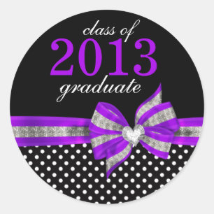 Black White Purple Polka Dot Graduation Seal