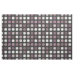 Black White Purple Retro Round Squares Art Pattern Fabric