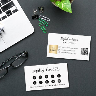 Black white qr code business logo brand color loyalty card