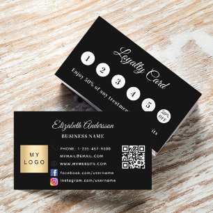 Black white qr code business logo loyalty card
