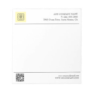 Black White QR Code Business Logo Modern Notepad