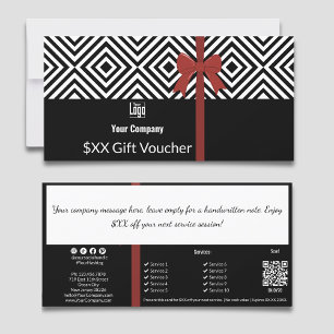 Black White QR Code Company Note Gift Voucher Card