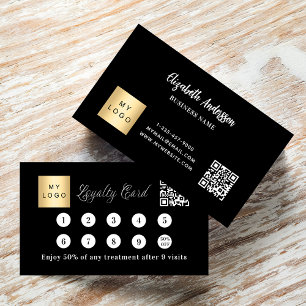 Black white qr code corporate logo loyalty card