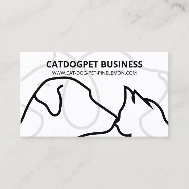 Black White Qr Code Logo Dogs Cats Pet Business Card (Front)