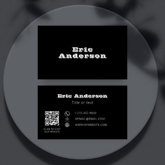 Black white QR code minimalist Business Card