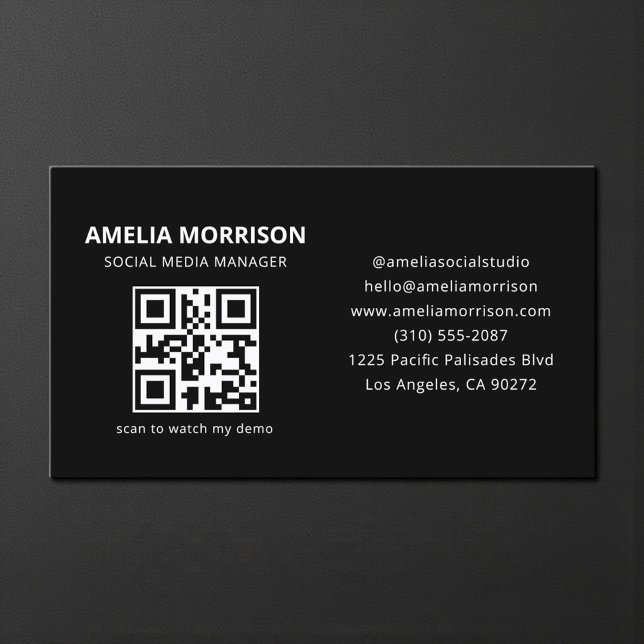 Black White QR Code Minimalist Professional Business Card (Creator Uploaded)