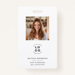 Black white QR code modern minimal photo abstract ID Badge