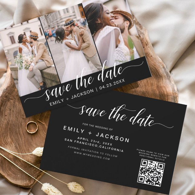 Black White QR Code - Save the Date 3 Photo (Creator Uploaded)