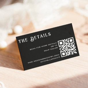 Black & White QR Code Wedding Details Enclosure Card