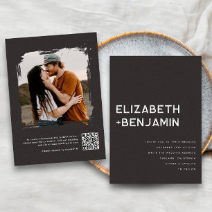 Black White QR Code Wedding Invitation with RSVP