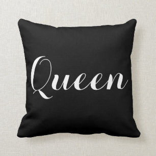 Black White Queen Typography Cushion