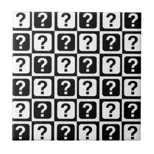 Black White Question Mark Riddle Block Monogram Tile