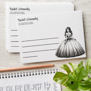 Black & White Quinceañera Girl Envelope