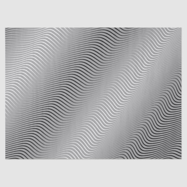 Black/White Quirky Waves Gradient all Over Print Tissue Paper (Front)