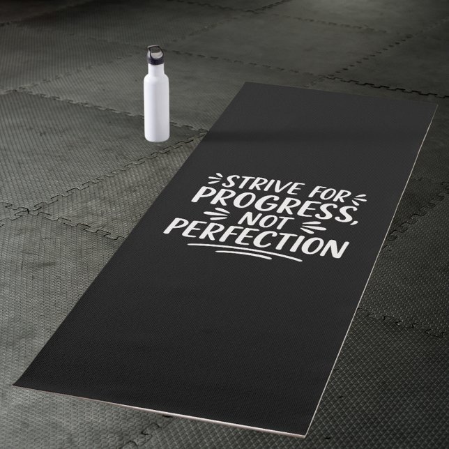 Black white quote motivational  yoga mat (Creator Uploaded)