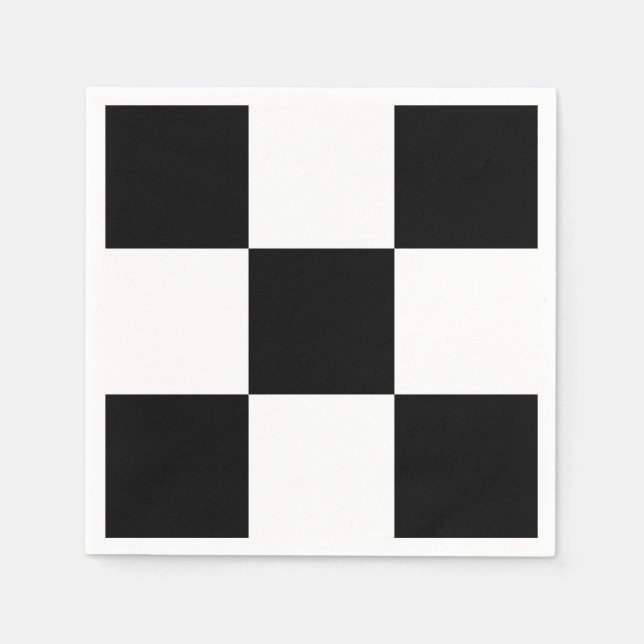 Black White Race Chequerboard Squares Custom Colou Napkin (Front)