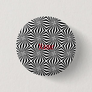 Black White Radiating Pattern Thunder_Cove 3 Cm Round Badge