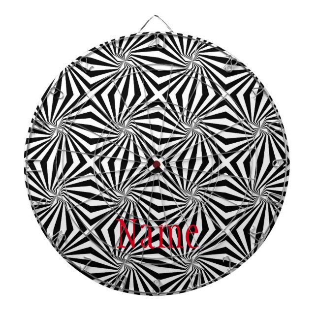Black White Radiating Pattern Thunder_Cove Dartboard (Front)