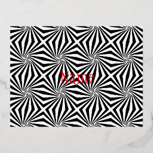 Black White Radiating Pattern Thunder_Cove Foil Holiday Postcard