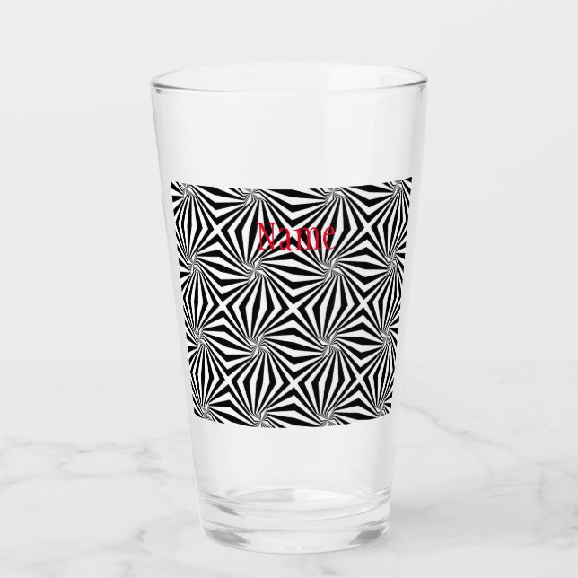 Black White Radiating Pattern Thunder_Cove  Glass (Front)