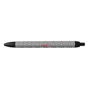 Black White Radiating Pattern Thunder_Cove Ink Pen