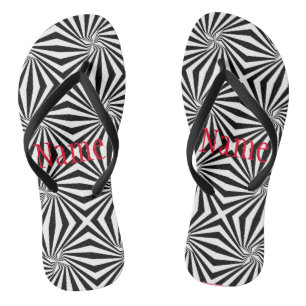 Black White Radiating Pattern Thunder_Cove Jandals