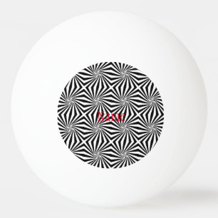 Black White Radiating Pattern Thunder_Cove Ping Pong Ball