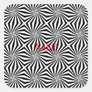 Black White Radiating Pattern Thunder_Cove Square Sticker