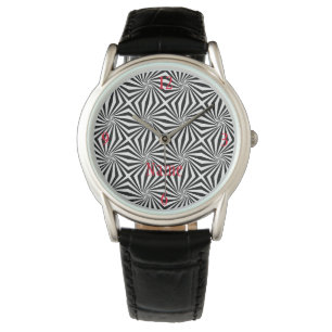 Black White Radiating Pattern Thunder_Cove Watch