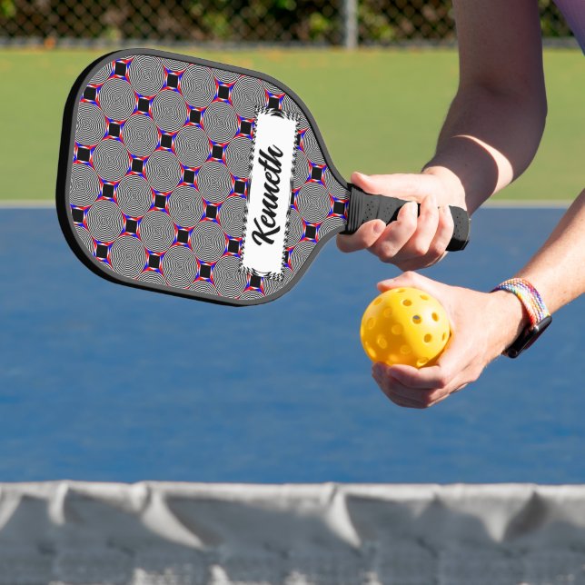 Black & White Radiation by Kenneth Yoncich Pickleball Paddle (Insitu)