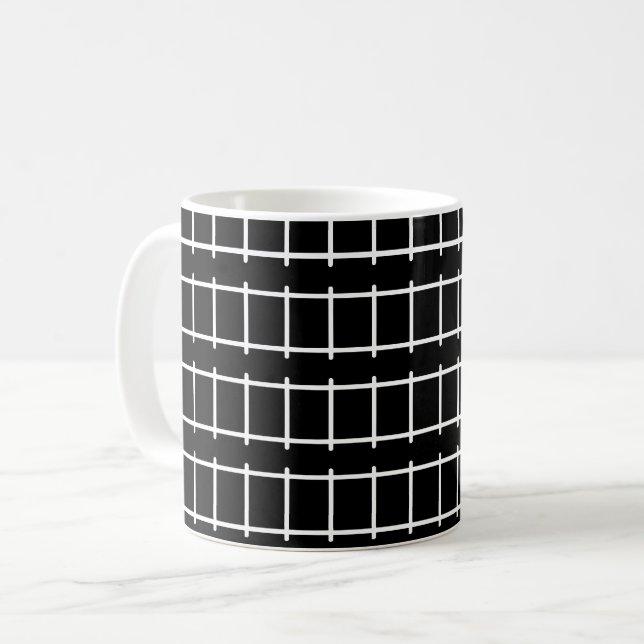 Black White Railroad Ladder Line Pattern  Coffee Mug (Front Left)