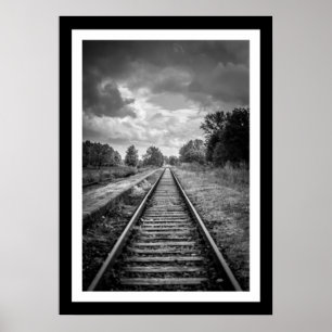 Black & White Railroad Track Poster