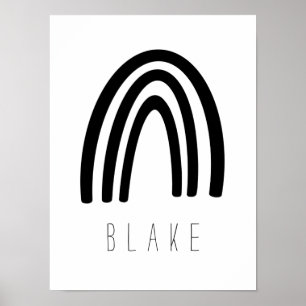 Black/White Rainbow Name Nursery Decor Poster