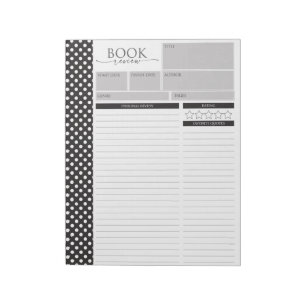 Black & White Reading Review Pages Notepad