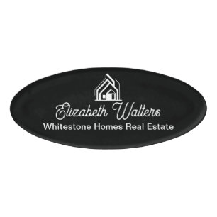 Black White Real Estate Company Custom Realtor Name Tag