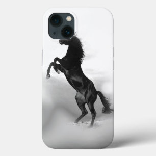 Black White Rearing Horse Silhouette iPhone 13 Case